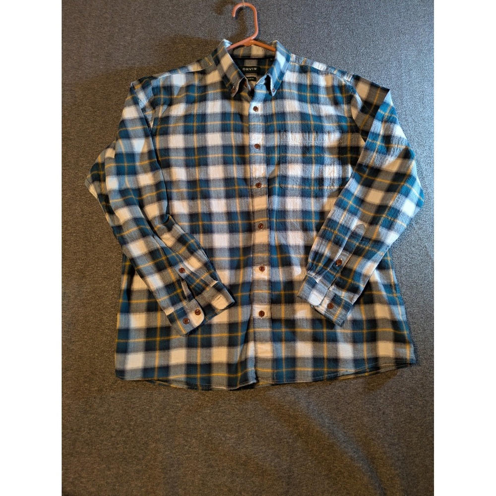Orvis Shirt Mens Plaid Active Fit Performance Fishing Stretch‎ Outdoor Sz Lg